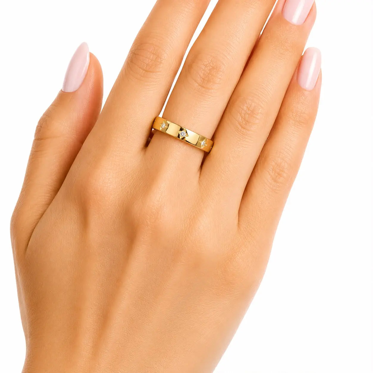 Zertifizierter 14K Gold Moissanit Ring | Luxuriöser Bandring | Flora Diamonds Flora Diamonds