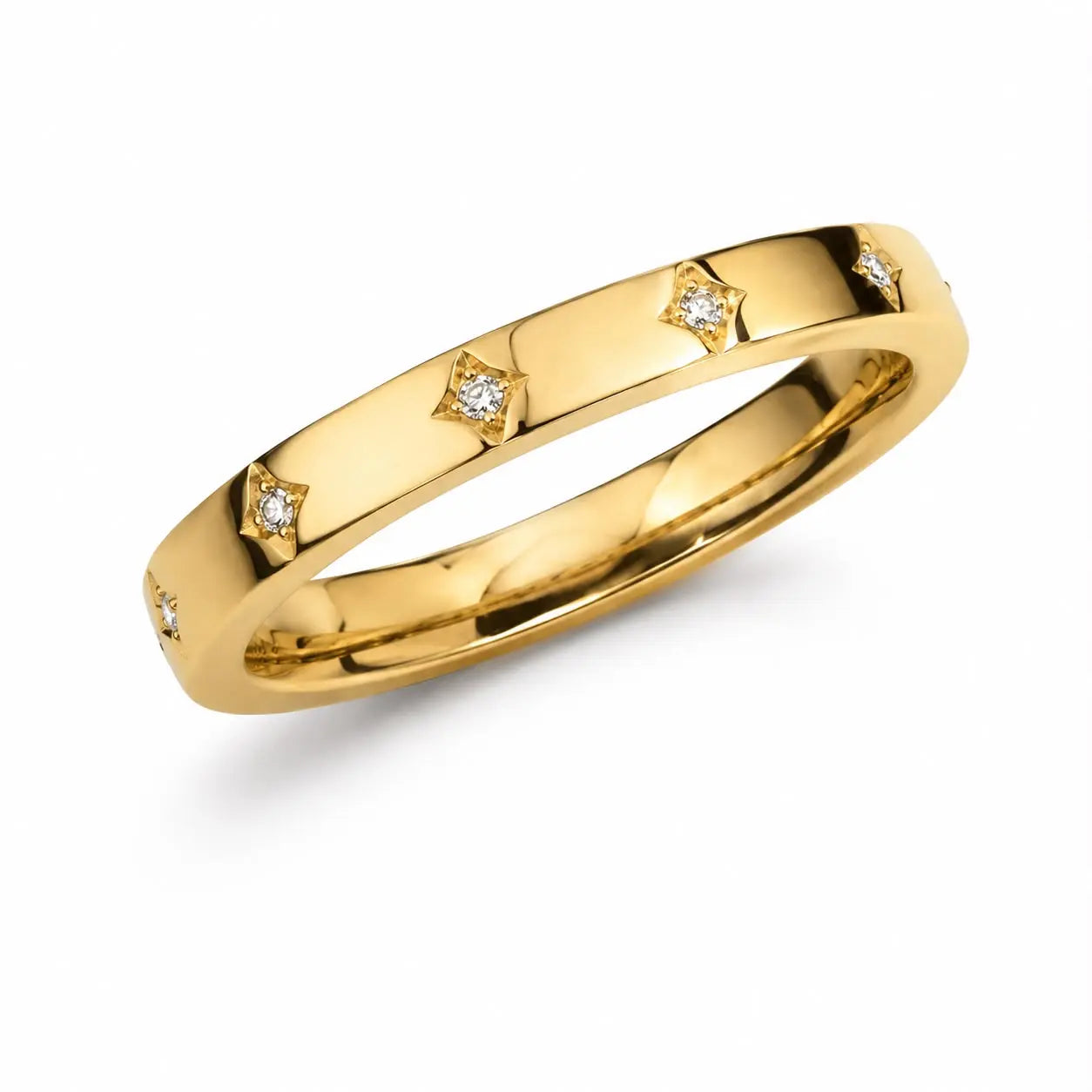 Zertifizierter 14K Gold Moissanit Ring | Luxuriöser Bandring | Flora Diamonds Flora Diamonds