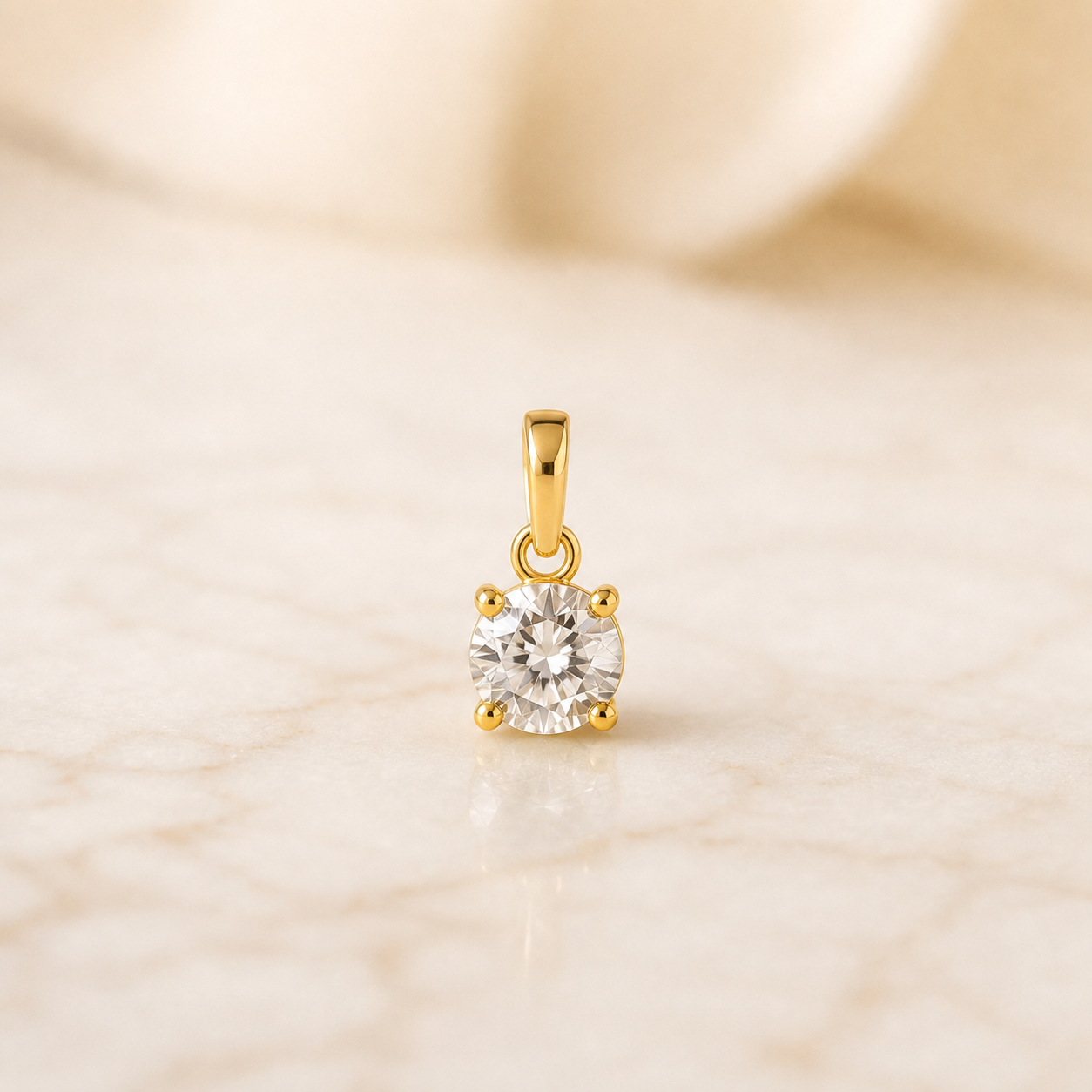 925 Silber Solitär Anhänger mit Zirkonia vergoldet
