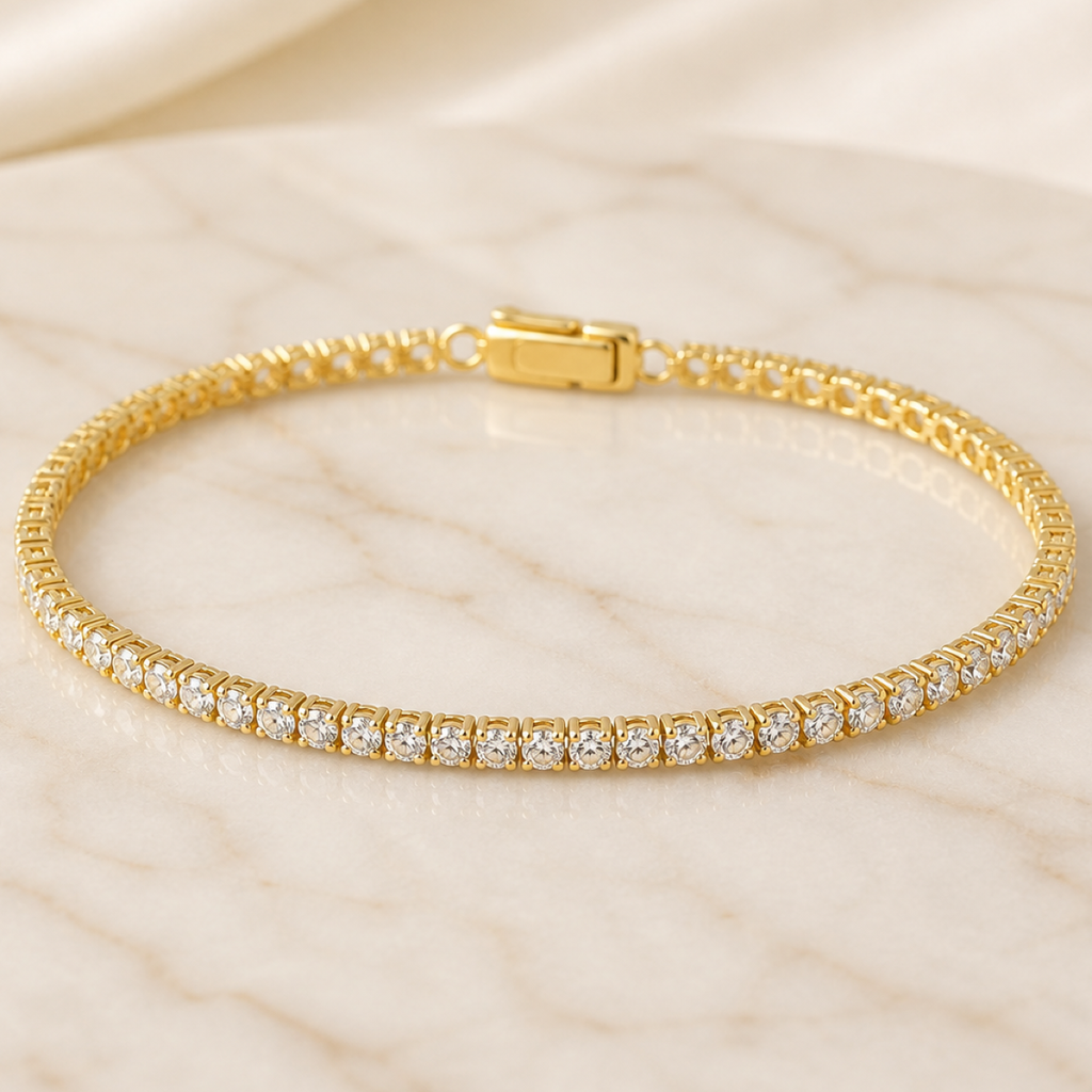 925 Silber Tennisarmband mit Zirkonia vergoldet - Katalogansicht