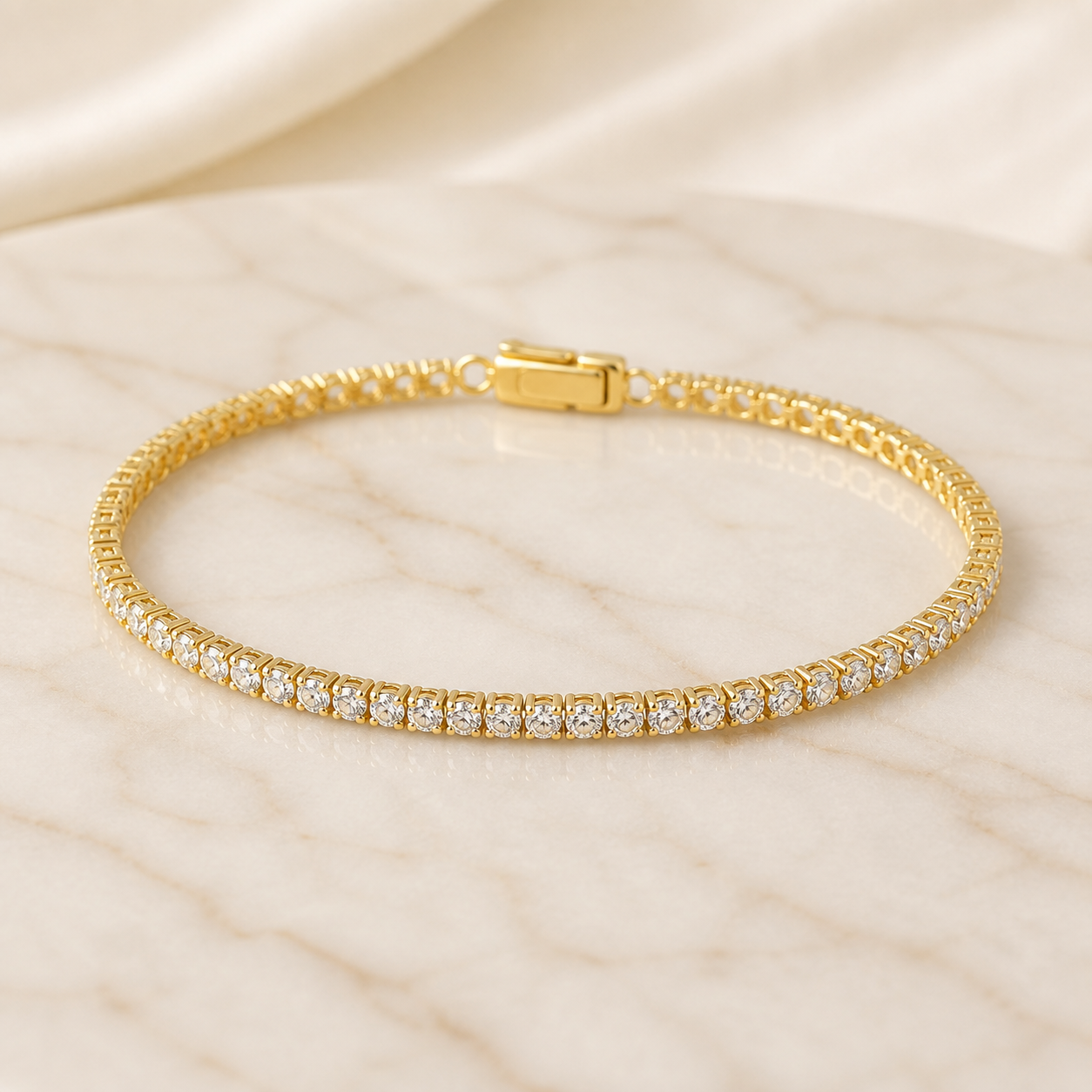 925 Silber Tennisarmband mit Zirkonia vergoldet