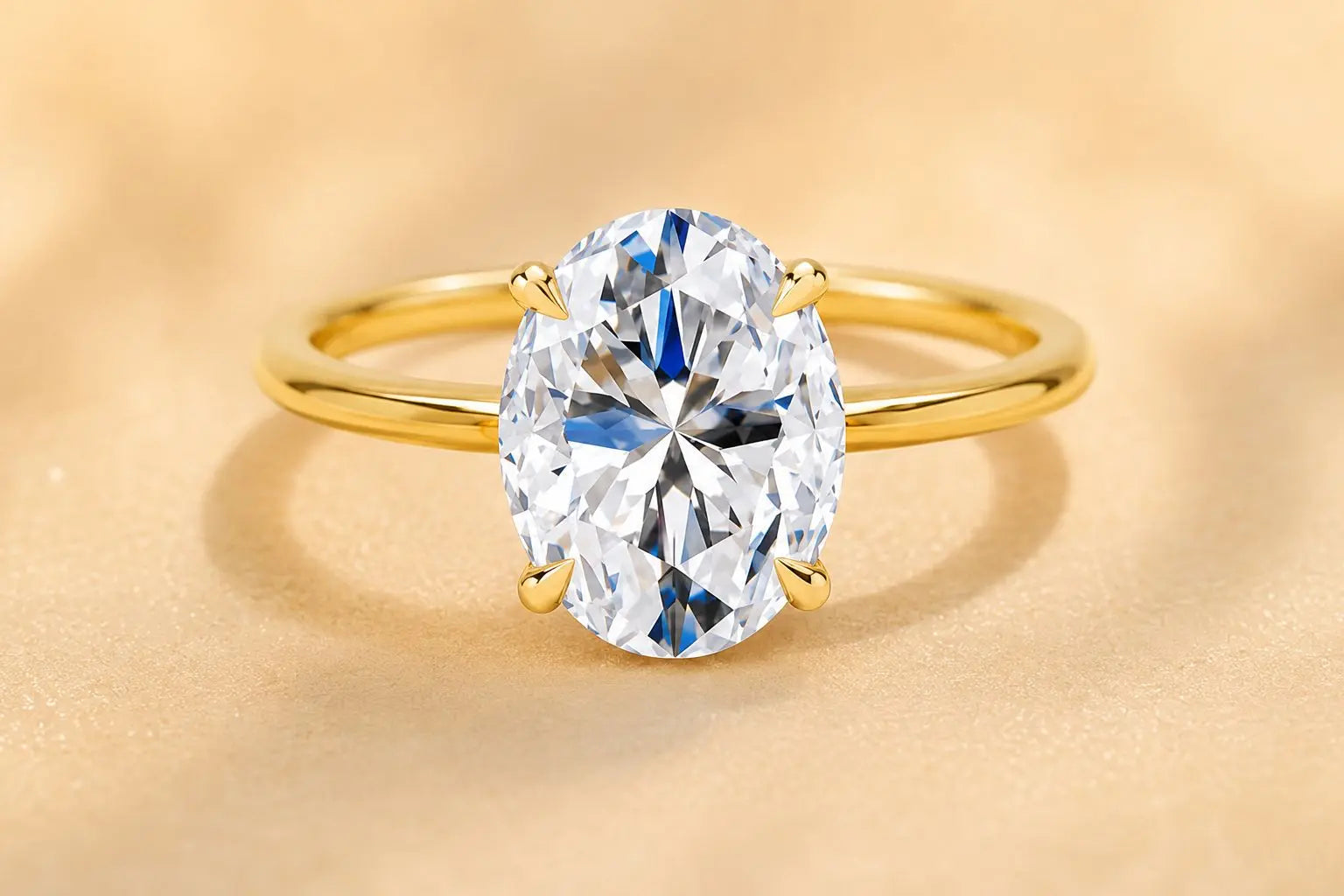 Oval Solitair Ring Damen Gold 585 Royal Diamonds