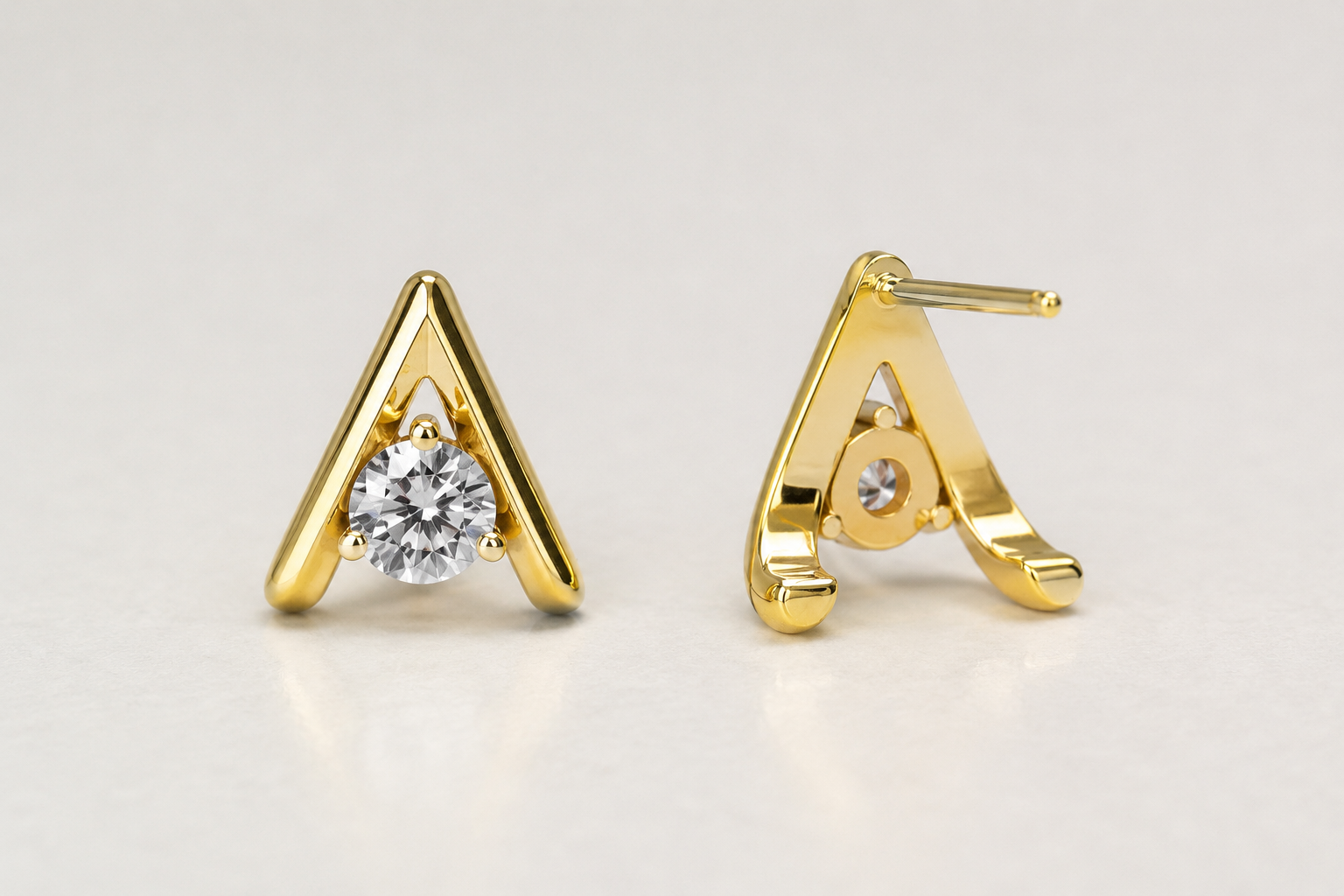 14K Gold A Ohrstecker mit zertifiziertem Moissanit | Flora Diamonds