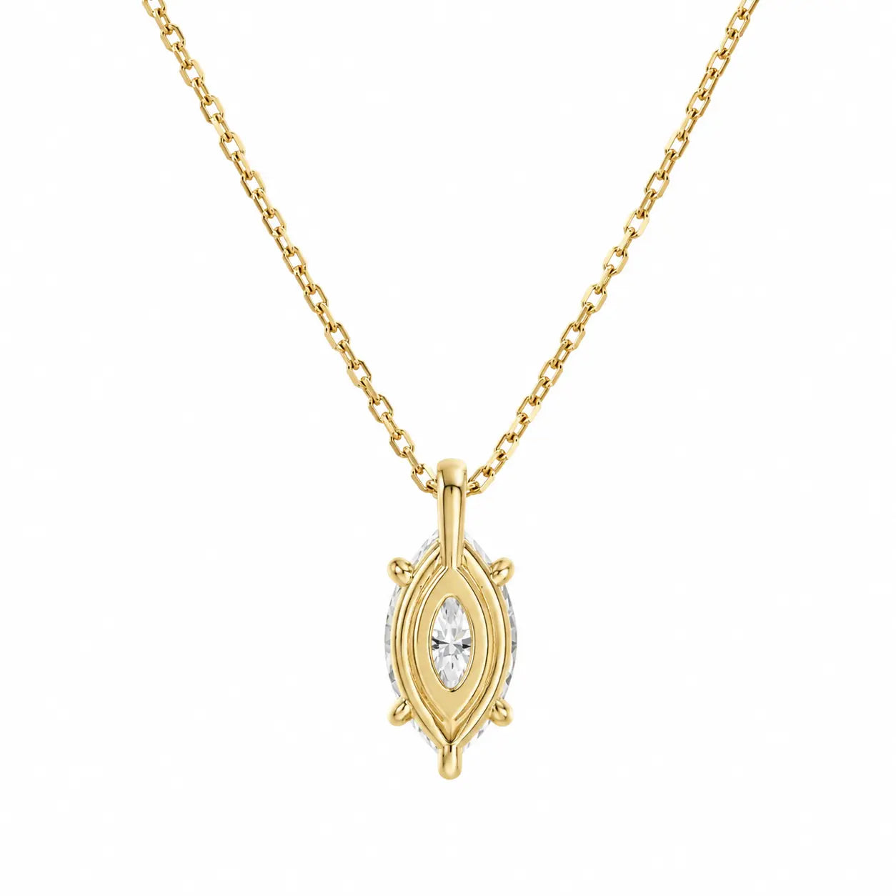 14K Gold Marquise Moissanit Halskette | Zertifizierter Solitär Anhänger | Flora Diamonds Flora Diamonds