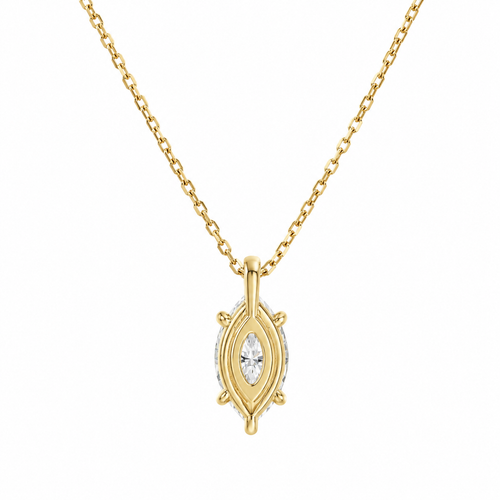 14K Gold Marquise Moissanit Halskette | Zertifizierter Solitär Anhänger | Flora Diamonds