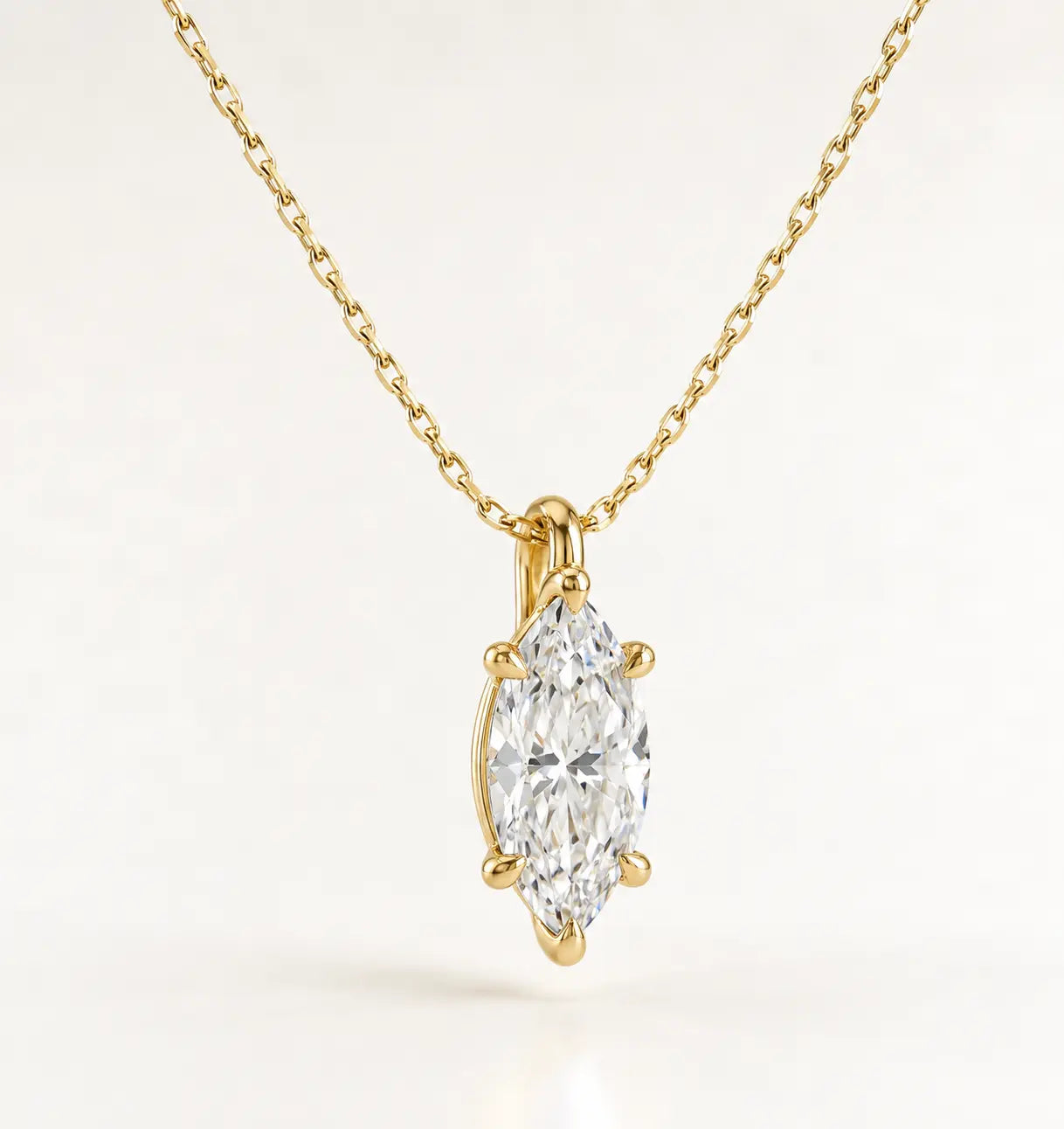 14K Gold Marquise Moissanit Halskette | Zertifizierter Solitär Anhänger | Flora Diamonds Flora Diamonds